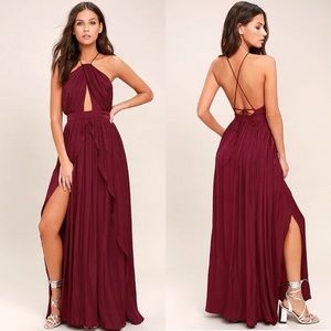 Lulus On My Own Burgundy Dress w/ Keyhole Detail